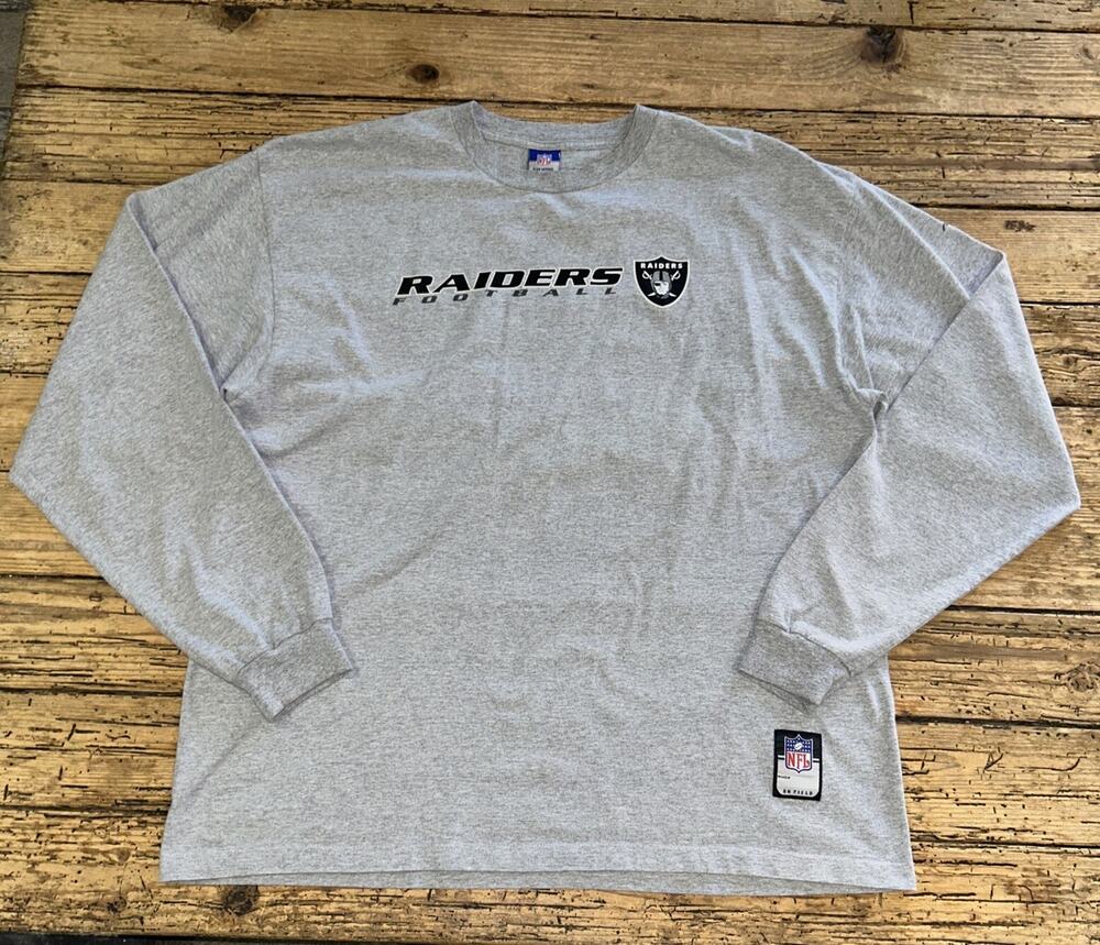 NFL Team Apparel Reebok Men’s Size XL Grey Raiders Logo Long Sleeve Shirt